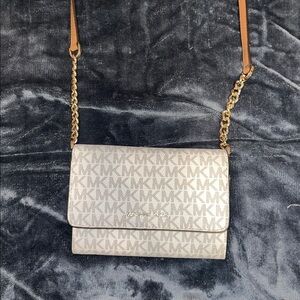 Michael Kors Beige and Gold Crossbody Bag